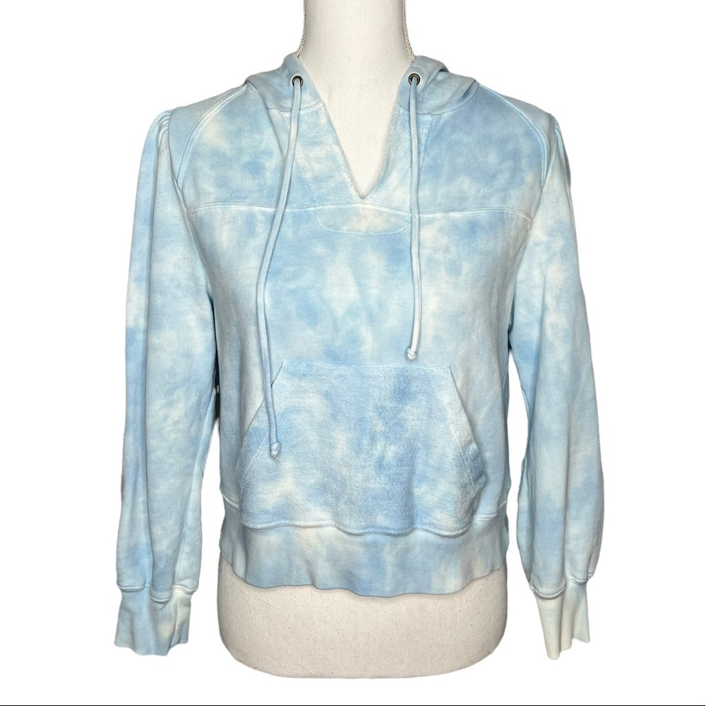 LoveShackFancy Kirby Cropped Tie Dye Hoodie Sweatshirt Pale Blue Size S - Picture 6 of 14